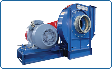 High-pressure centrifugal blower model PBG1000 belt-driven with a 150 HP motor