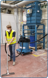 Floor suction in a mineral raw materials processing plant