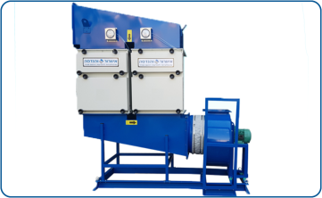 Two-stage BIBO HEPA absolute filter with integral blower
