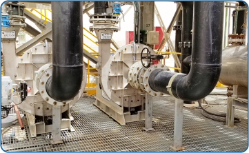 High-pressure centrifugal blowers, model PBN 900, direct drive with super duplex coupling for the chemical industry