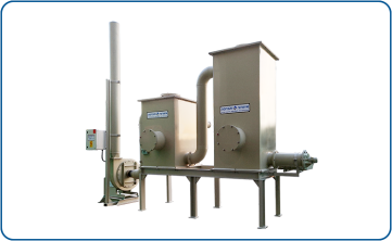 Two-stage polypropylene system for filtering VOCs and bromine acid vapors