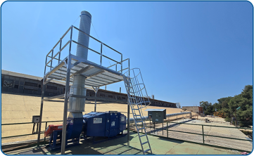 Industrial electrostatic filtration system manufactured by TRION for treating oil vapors from the PVC production process