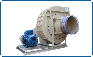 PAH-36 EXTRA HEAVY DUTY Centrifugal Plastic Blower, made of polypropylene, belt-driven, for a static pressure of 5500 Pascal