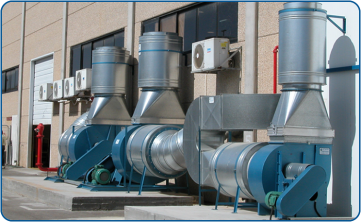 Round silencers connected at the inlet and outlet of fans