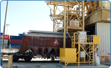 Central vacuum system for cleaning mineral train cars with a capacity of 5 tons per hour