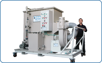 Mobile horizontal scrubber including electrical panel and full PH control