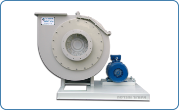 Centrifugal plastic blower model PPR with PVDF impeller driven by belts