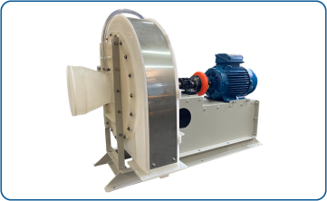 Centrifugal blower model PPB made of PVDF with crash guard, direct drive with coupling