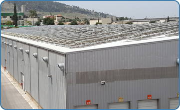 AXDWS-750 dual-purpose blowers for ventilation and smoke release are installed in the warehouse