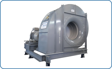 Backward-curved centrifugal fan, model AFN1120, with a capacity of 60,000 m³/h and a 100 HP motor