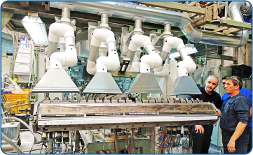 Smoke suction arm, welding fumes and industrial gases
