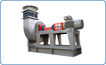 Direct-drive centrifugal fan with spark-protected clutch and explosion-proof with anti-static flexible coupling