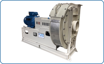 Centrifugal blower model PPB made of PP with crush guard, direct drive with coupling