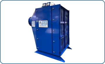 Filtered air supply unit for the production process, which draws atmospheric air and filters it to HEPA level at a flow rate of 25,000 m³/h