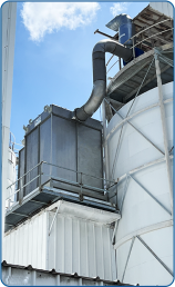 PLEVA sleeve filter with automatic cleaning for filtering dust loads and large particles in the food industry