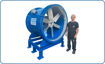 AX-1400 blower for ventilation with a capacity of 120,000 m³/h and a 50 HP motor