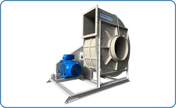 PAH-45 centrifugal plastic blower made of PP with a crash guard, belt-driven