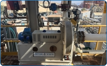 Installation of PPB model centrifugal fan made of PVDF with impact guard, direct drive with coupling
