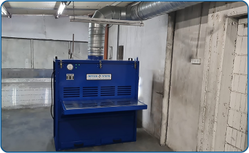 Extraction and filtration table model SB1500, 1.5 meters wide, with suction from the work surface and the front of the system