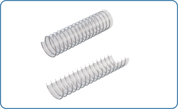 Polyurethane flexible hose - resistant to high vacuum and abrasion