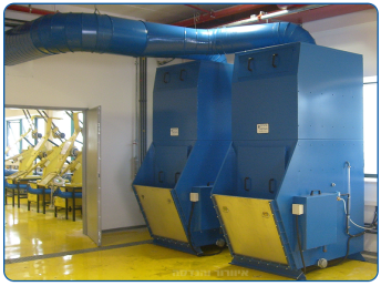 Vortex 800 systems that suction and filter air with aluminum dust from polishing processes