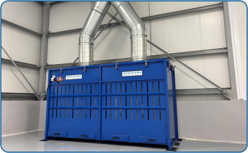 Suction wall and airborne particle filtration for dosing process
