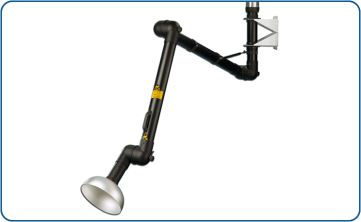 Anti-static suction arm with wall mount for suction in areas with risk of explosion and ignition
