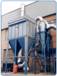 Primary cyclone separator for reducing dust load before air enters an automatic dust filter