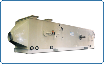 Horizontal scrubber for treating basic vapors