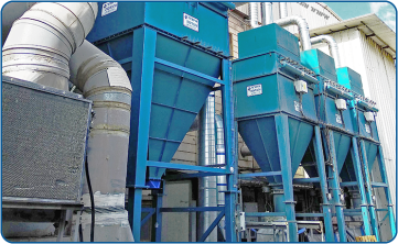 Cartridge-type suction and filtration systems for dust treatment