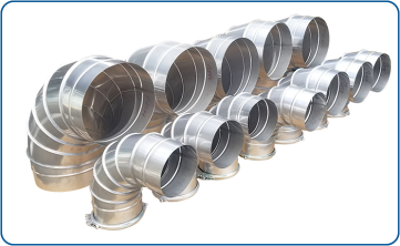 Sheet metal piping made of 316 stainless steel with an aerodynamic cross-section for process industry, pharmaceuticals, and food